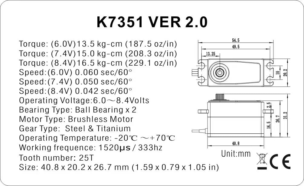 KeyFulcrum K7351 VER 2.0 Low Profile Servo