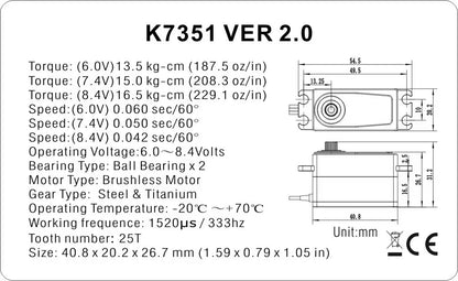 KeyFulcrum K7351 VER 2.0 Low Profile Servo