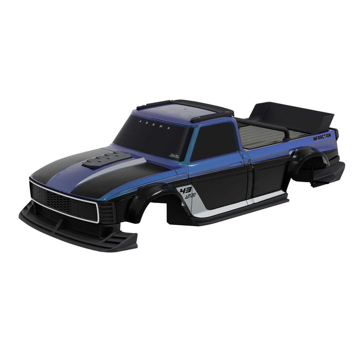 ARRMA 1/12 Pre-Cut Painted Decaled Body with 8.7″ Wheelbase, Blue/Black: INFRACTION GROM