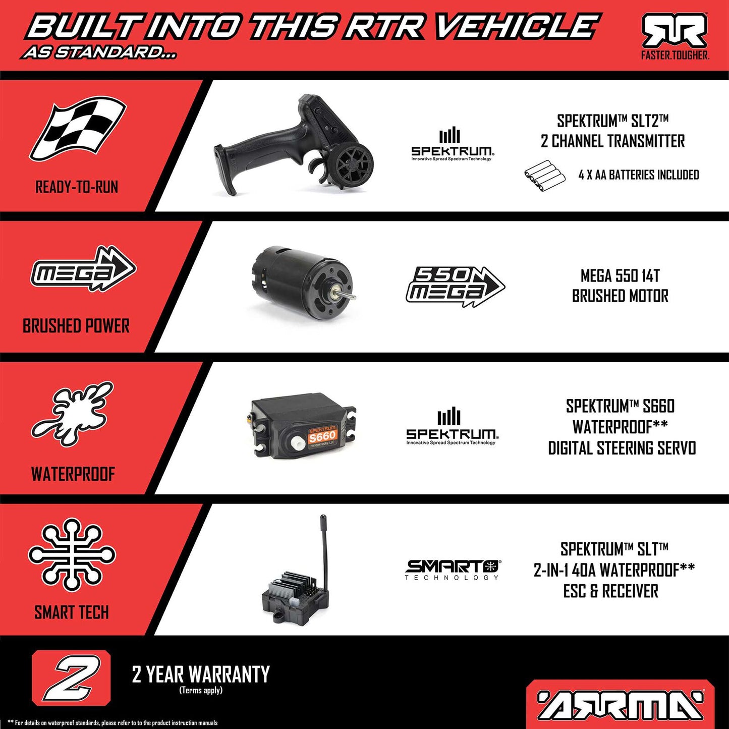 Arma - 1/10 VORTEKS MEGA 550 2WD Stadium Truck RTR with Battery & Charger