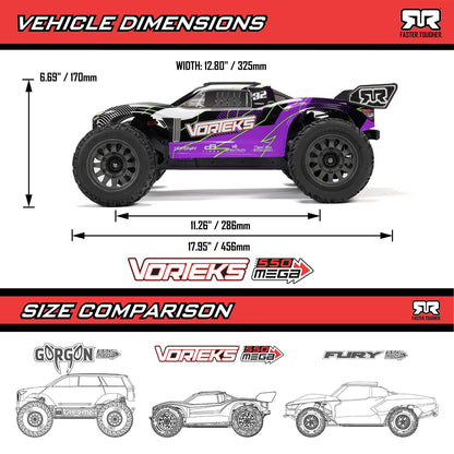 Arma - 1/10 VORTEKS MEGA 550 2WD Stadium Truck RTR with Battery & Charger