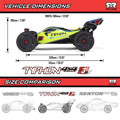 ARRMA 1/8 TYPHON 223S BLX Brushless 4X4 Buggy RTR with DSC
