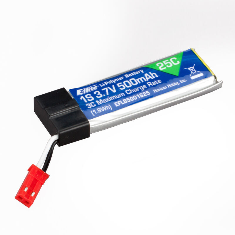 E-Flite 1S 3.7V 500mAh 25C Li-Po Battery; JST-RCY