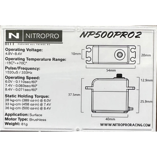 NitroPro NP500PRO2 High Torque Metal Case Servo