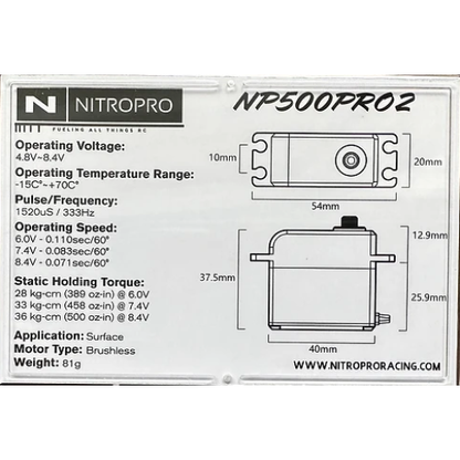NitroPro NP500PRO2 High Torque Metal Case Servo