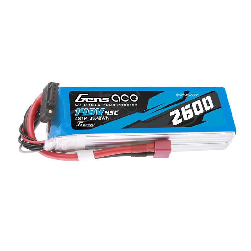 Gens Ace 2600mAh 45C 4S 14.8V G-tech Lipo Battery Pack with Deans Plug