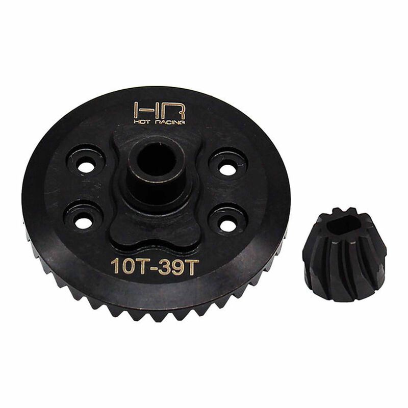 Hot Racing Steel Rear Helical 39T Ring Gear & 10T Pinion Gear Set, 1/16 Traxxas Mini XRT