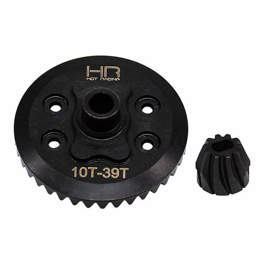 Hot Racing Steel Rear Helical 39T Ring Gear & 10T Pinion Gear Set, 1/16 Traxxas Mini XRT