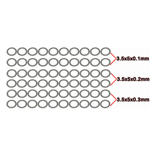Hot Racing Axial 3.5x5mm Steel Shims 0.1x20 0.2x20 0.3x20 (60)
