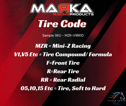Marka MZR-V1RR 05,10,15,20,25 11mm Mini-Z RCP Rubber Rear Radial Tire