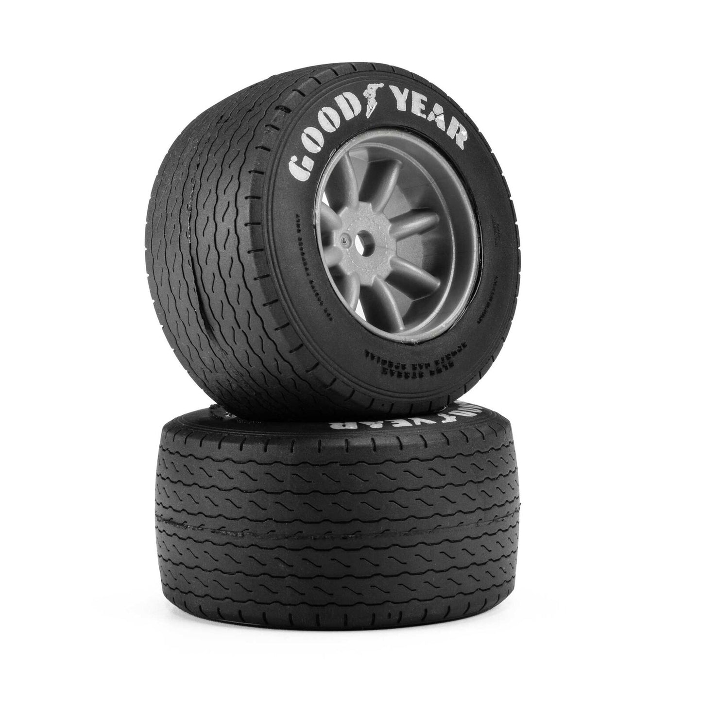 Pro-Line 1/12 Goodyear Blue Streak VTA Rear Tires Mounted 8mm Gray Wheels (2): Losi NASCAR®