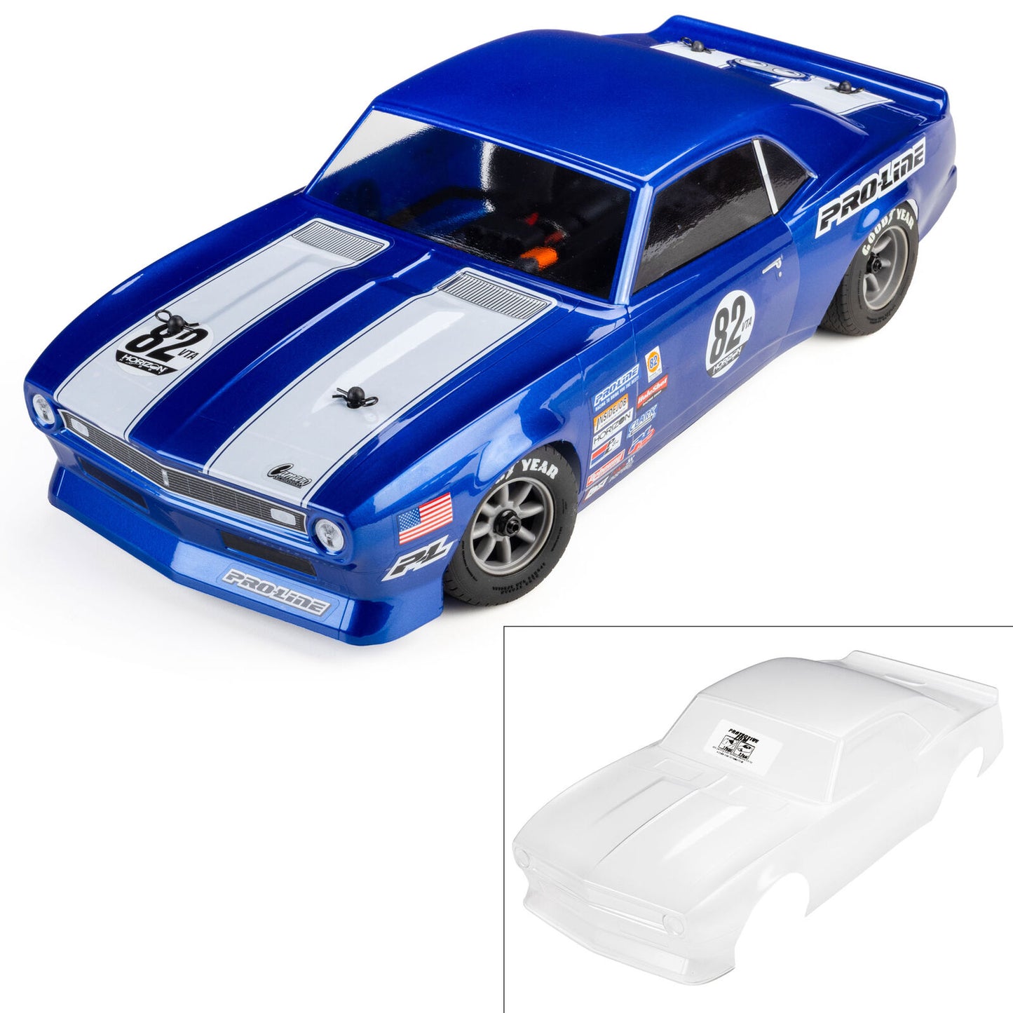 Pro-Line 1/12 Pre-Cut 1968 Chevy Camaro Clear VTA Body: Losi NASCAR®
