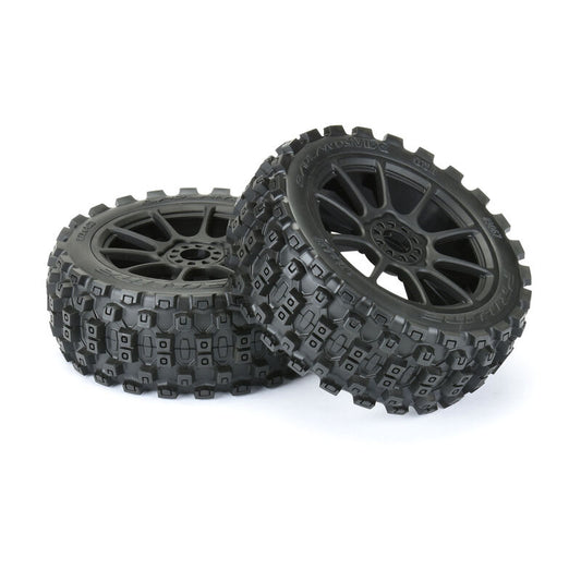 Proline 1/8 Badlands MX M2 F/R Buggy Tires Mounted 17mm Black Mach 10 (2)