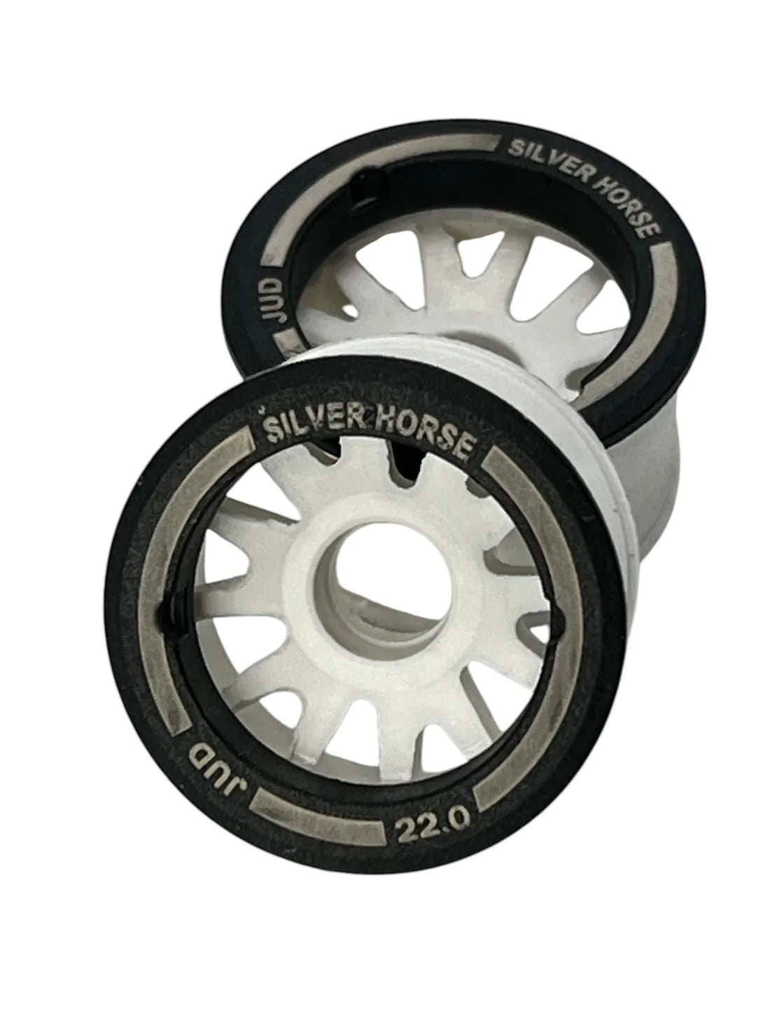 Special Edition Silver Horse White Wheels EVO 2WD Rear Racing "JUD" Threaded Carbon-Fiber
