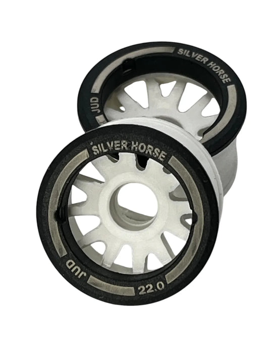 Special Edition Silver Horse White Wheels EVO 2WD Rear Racing "JUD" Threaded Carbon-Fiber