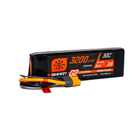 Spektrum 11.1V 3200mAh 3S 30C Smart G2 LiPo Battery: IC3