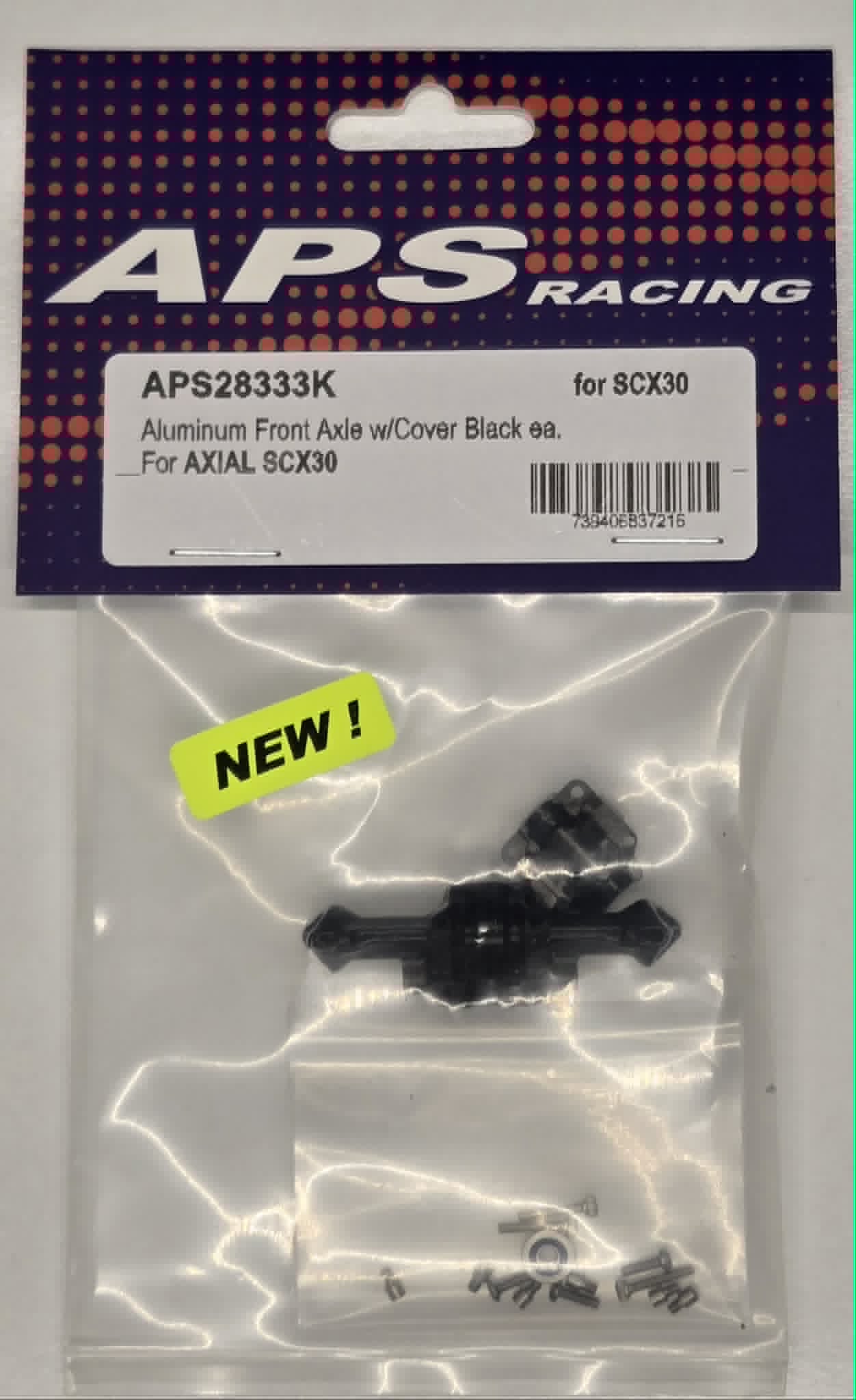 APS Aluminum Front Axle w/Cover SCX30 - Black