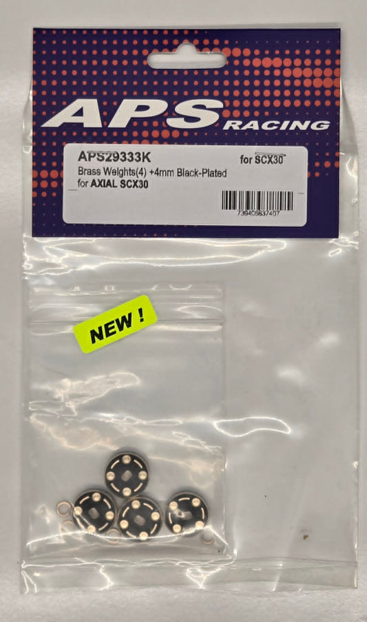 APS Racing Brass Weights +4mm SCX30 Black -Plated Set of 4
