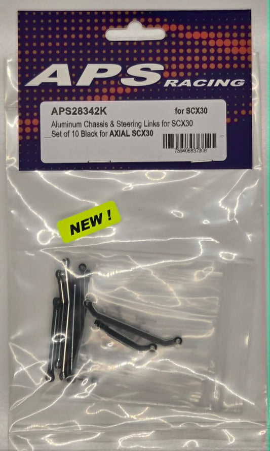 APS Aluminum Chassis & Steering Links SCX30 - Black