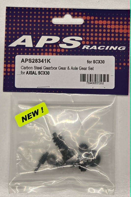 APS Carbon Steel Gearbox Gear& Axle Gear Set SCX30 - Black