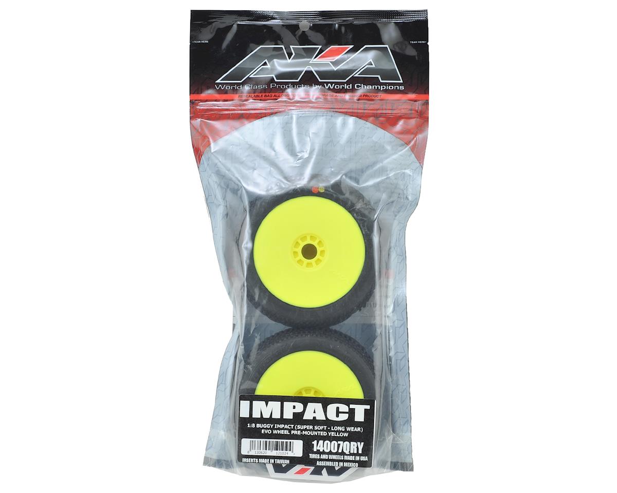 AKA Impact 1/8 Buggy Pre-Mounted Tires (2) (Yellow) (Super Soft - Long Wear)
