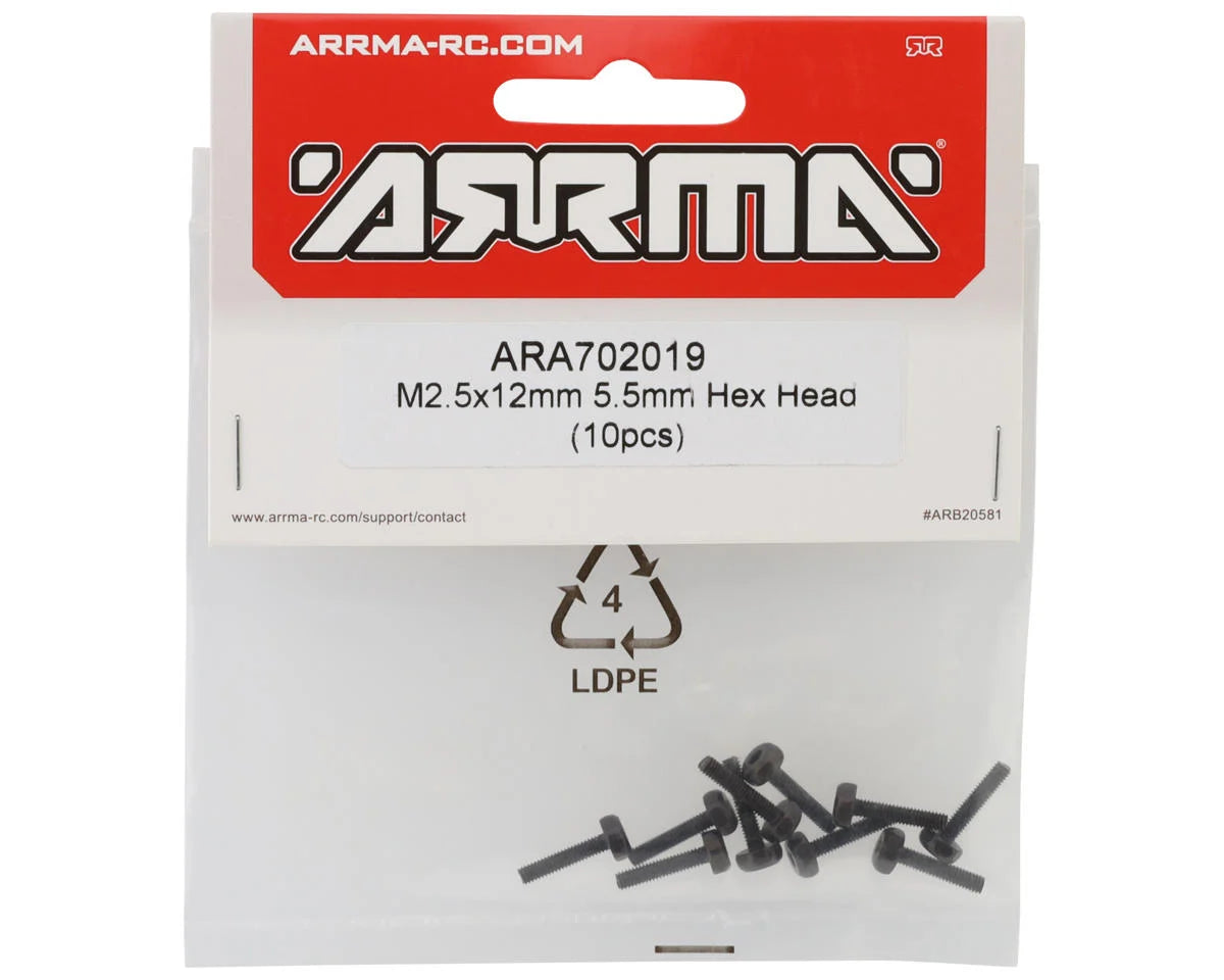 Arrma 2.5x12mm 5.5mm Hex Head Screw (10)