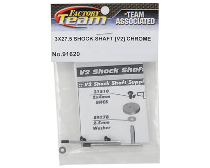 Team Associated 3x27.5mm V2 Chrome Screw Mount Shock Shaft (2)