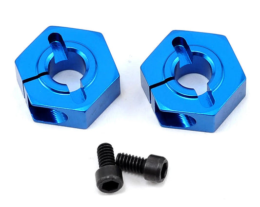 Team Associated 12mm Aluminum Front Clamping Wheel Hex Set (Blue) (2)