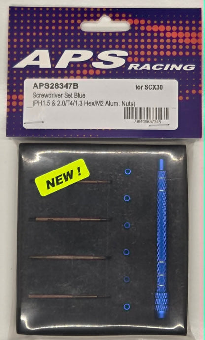 APS Screwdriver Set SCX30 (PH1.5 & 2.0/T4/1.3 Hex /M2 Alum. Nuts)