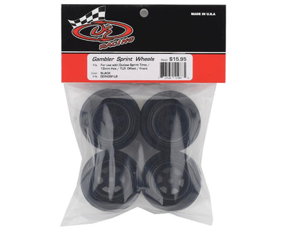 DE Racing Gambler Front Wheels (TLR Offset) (Black) w/12mm Hex
