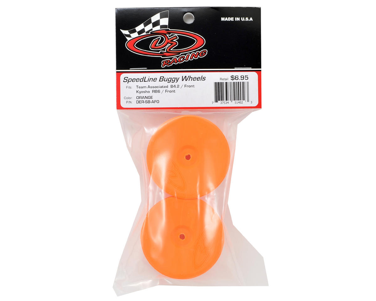 DE SpeedLine Wheels - 2.2 1/10 Buggy Front Wheels (2) (B6/RB6) (Orange)