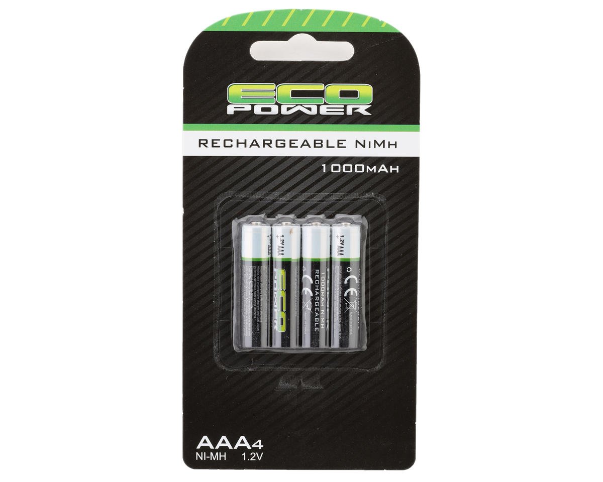 EcoPower High Power Rechargeable AAA NiMH Batteries (4) (1.2V/1000mAh) (Mini-Z)