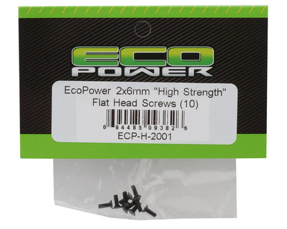 EcoPower 2mm "High Strength" Steel Flat Head Screws (10) (2x6mm)