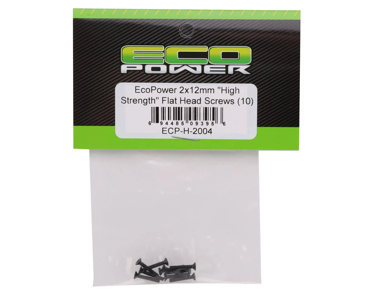 EcoPower 2mm "High Strength" Steel Flat Head Screws (10) (2x12mm)