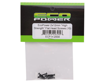 EcoPower 2mm "High Strength" Steel Flat Head Screws (10) (2x12mm)