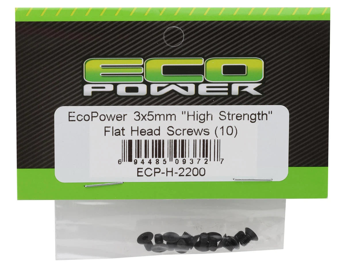 EcoPower 3mm "High Strength" Steel Flat Head Screws (10) (3x5mm)