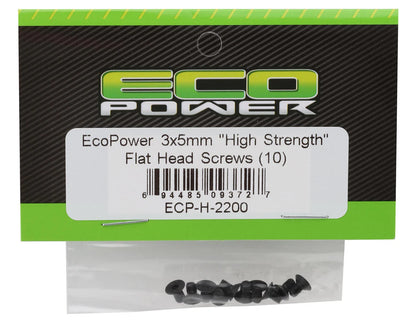 EcoPower 3mm "High Strength" Steel Flat Head Screws (10) (3x5mm)