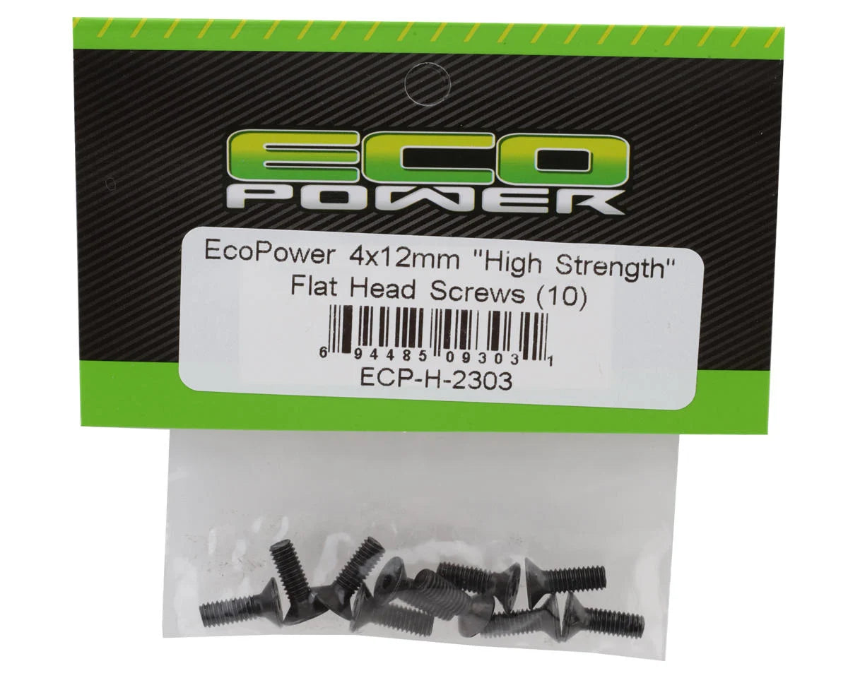 EcoPower 4mm "High Strength" Steel Flat Head Screws (10) (4x12mm)