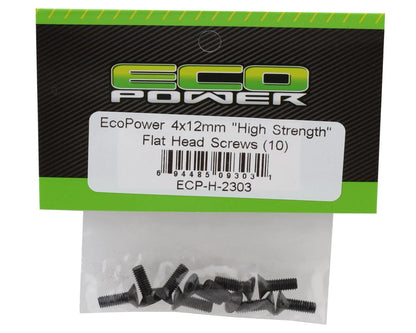 EcoPower 4mm "High Strength" Steel Flat Head Screws (10) (4x12mm)