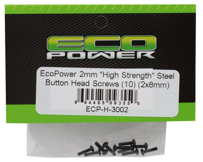 EcoPower 2mm "High Strength" Steel Button Head Screws (10) (2x8mm)
