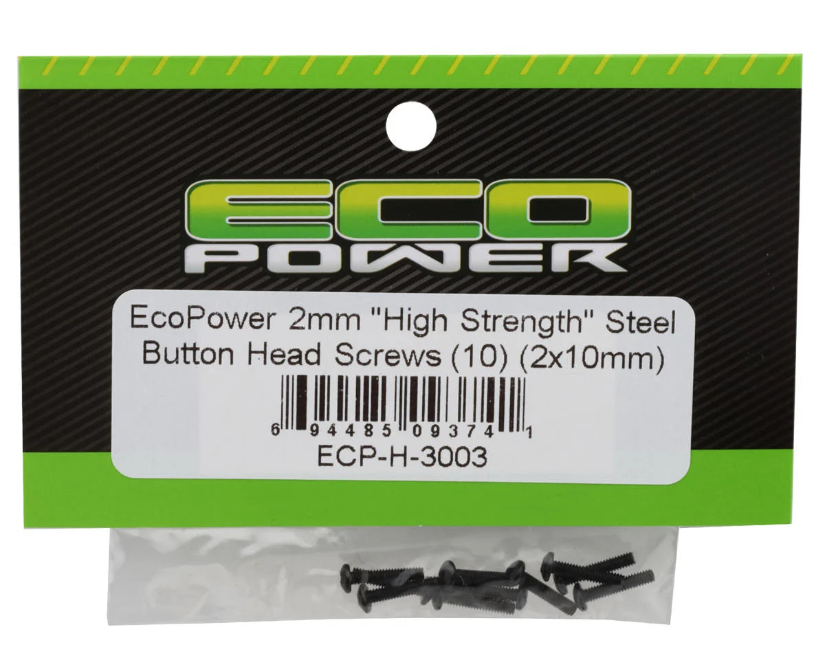EcoPower 2mm "High Strength" Steel Button Head Screws (10) (2x10mm)