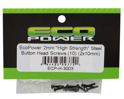 EcoPower 2mm "High Strength" Steel Button Head Screws (10) (2x10mm)