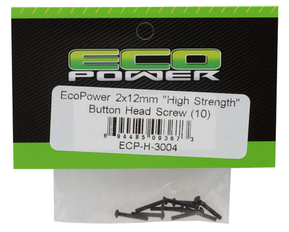 EcoPower 2mm "High Strength" Steel Button Head Screws (10) (2x12mm)