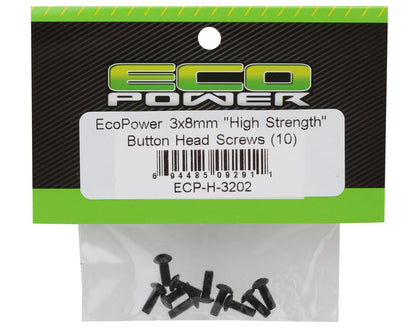 EcoPower 3mm "High Strength" Steel Button Head Screws (10) (3x8mm)