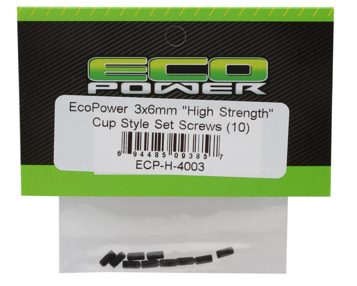 EcoPower 3mm "High Strength" Steel Cup Style Set Screws (10) (3x6mm)