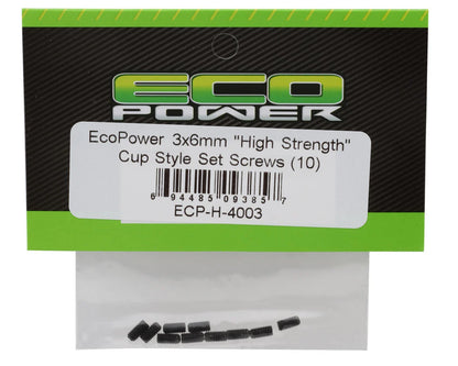 EcoPower 3mm "High Strength" Steel Cup Style Set Screws (10) (3x6mm)