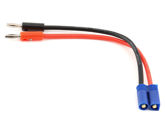 E-flite 12AWG EC5 Charge Lead (6") (Male EC5 to 4mm Banana Plugs)