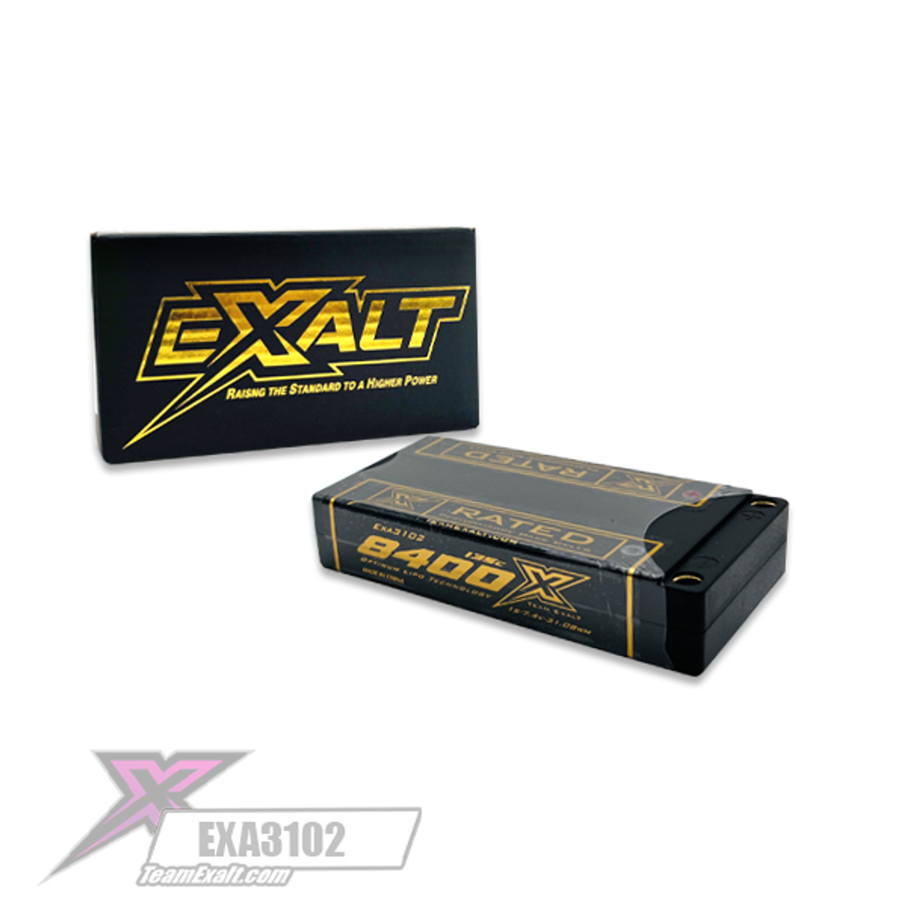 Exalt X-Rated 1S 135C Hardcase LiPo Battery (3.7V/8400mAh) w/5mm Bullets (EXA3102)