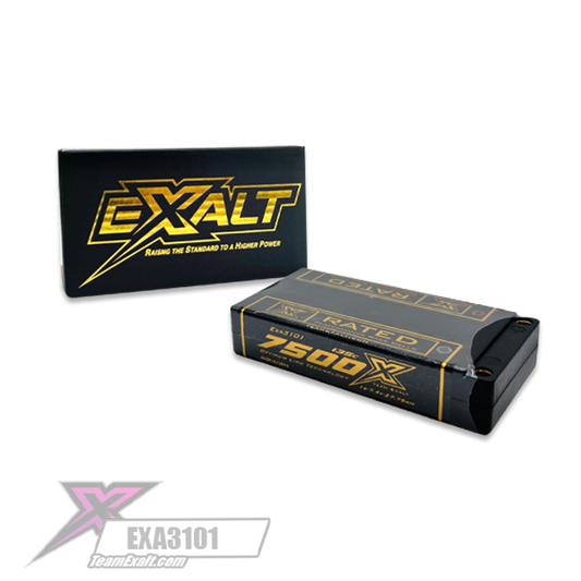 Exalt X-Rated 1S 135C Hardcase LiPo Battery (3.7V/7500mAh) w/5mm Bullets (EXA3101)