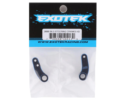 Exotek B6.3/T6.1/SC6.1 Aluminum Steering Cranks (Black/Blue) (2)